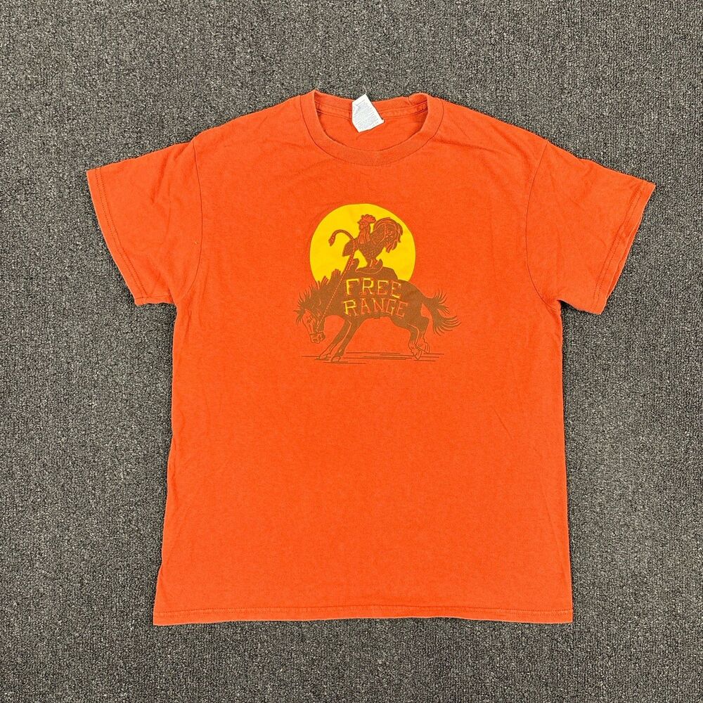 VTG Free Range T Shirt Chicken & Horse Short Sleeve Graphic Y2K Size Medium